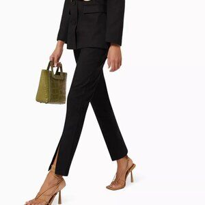 New ZELLA Structured Stretch Crepe Trouser Split Zip Ankle High Waist S